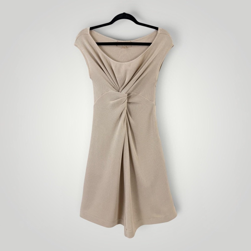Giambattista Valli Twist Waist Knit Sheath Dress Beige Italy XS